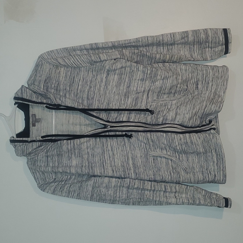 Size SP Talbots Grey and White Heathered Zipper Jacket
